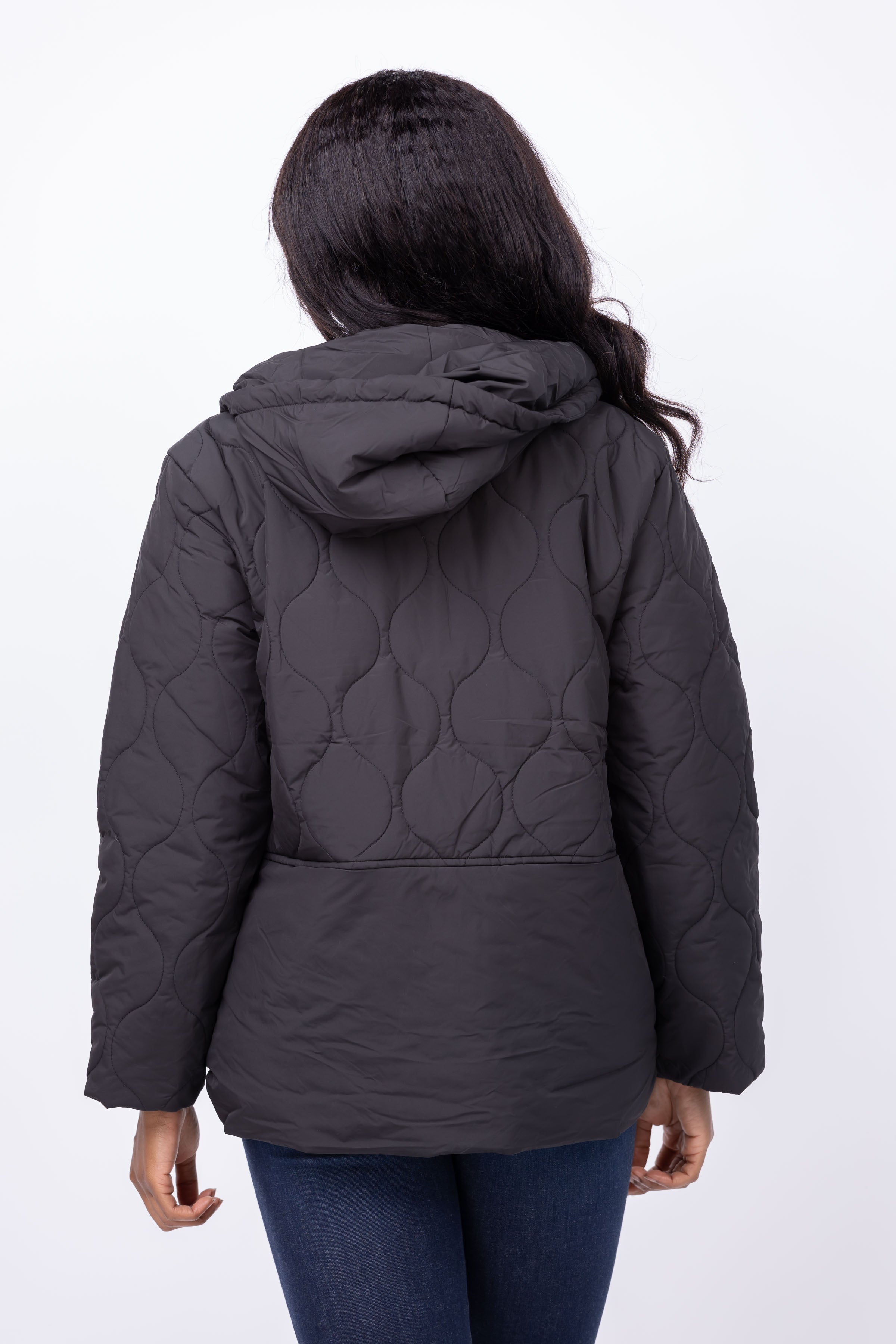 Lilla P Nylon Quilted Jacket in Jet Black