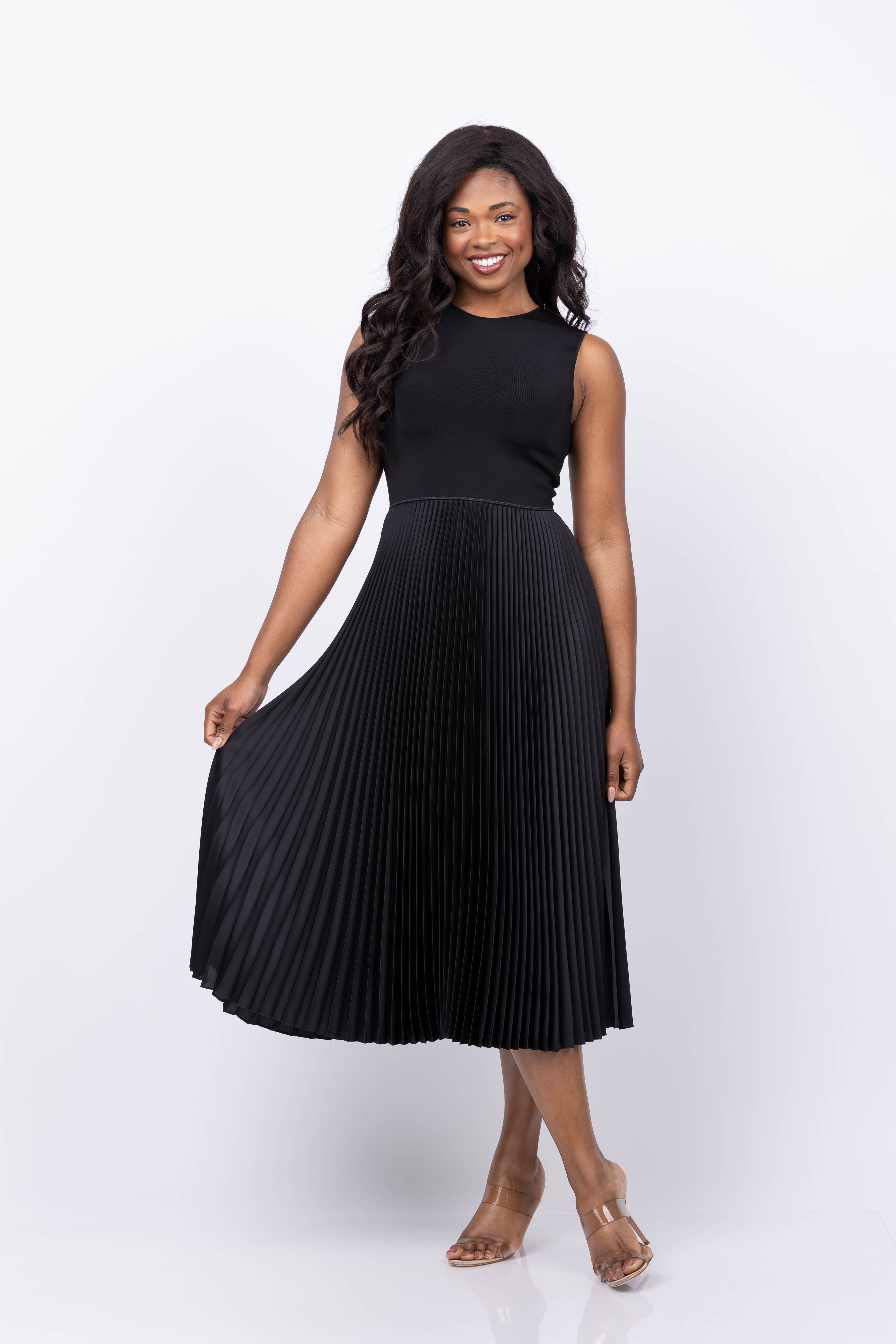 Theory Pleated Hem Dress - Black Theory Pleated Hem Dress - Black
