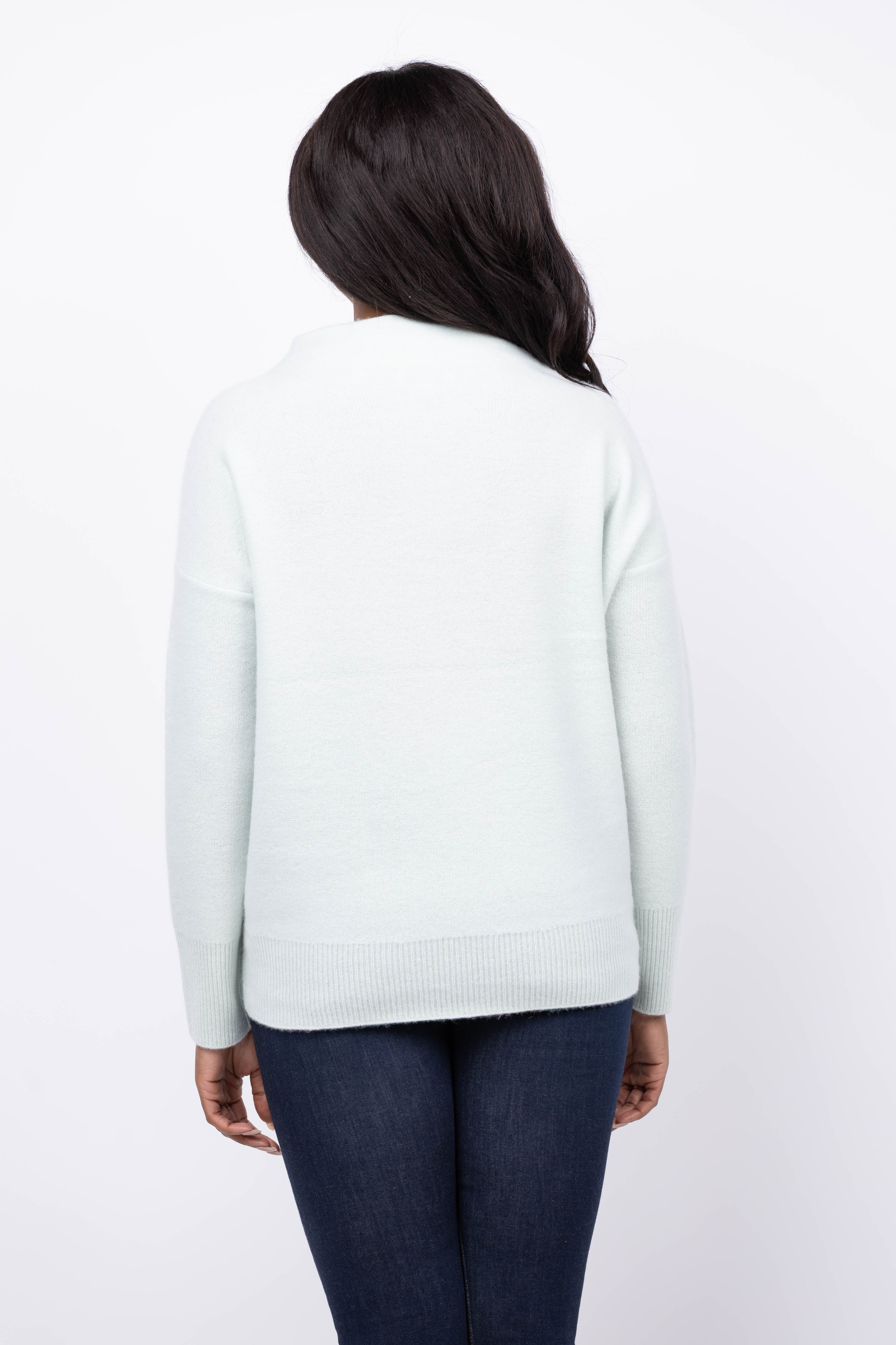 Vince Boiled Funnel Neck Pullover Sweater in Aloe
