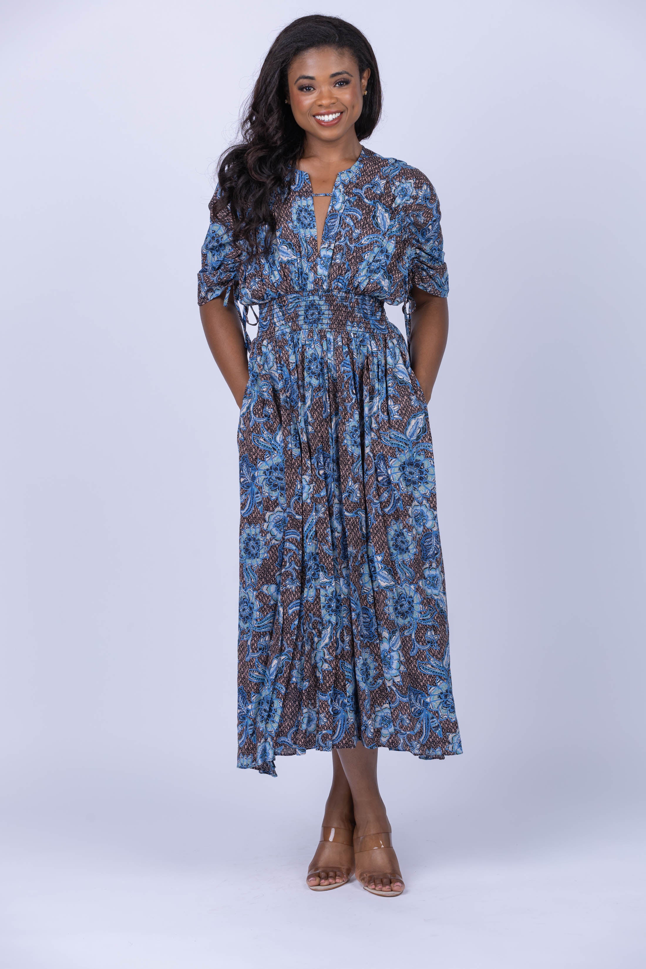 Blue sunflower dress sale