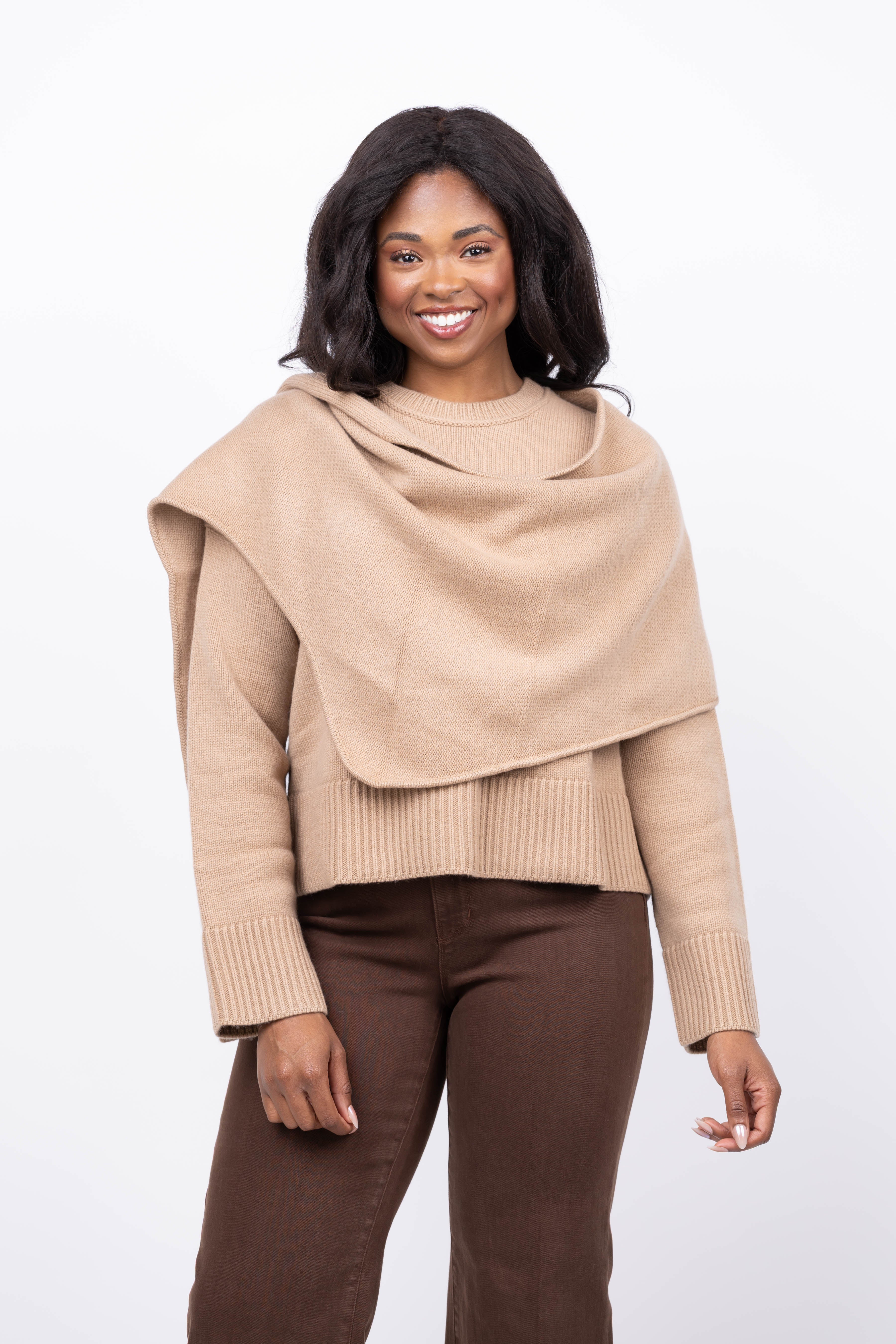 Simkhai Elson Scarf Sweater in Camel