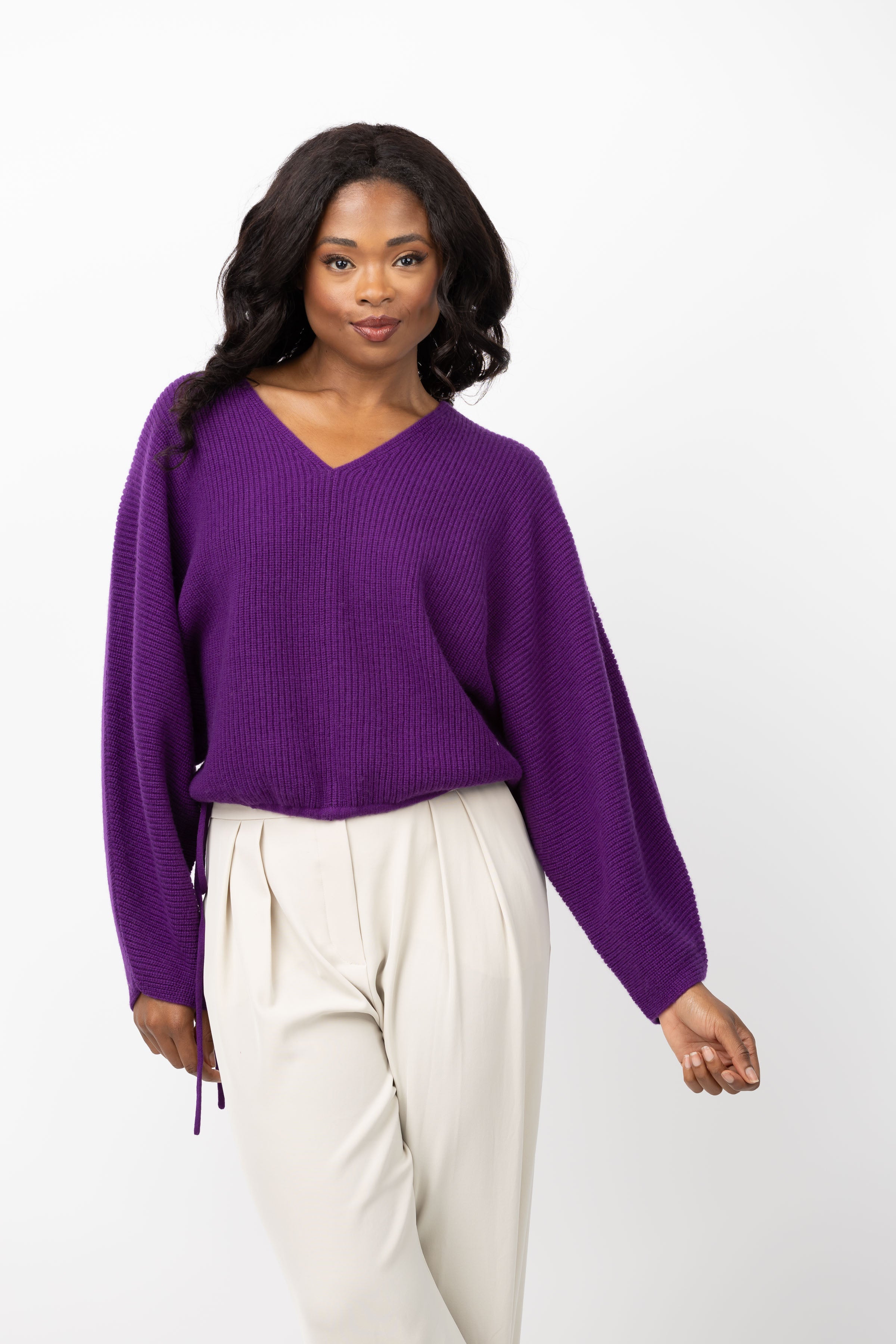 The Sei V-Neck Sweater in Eggplant