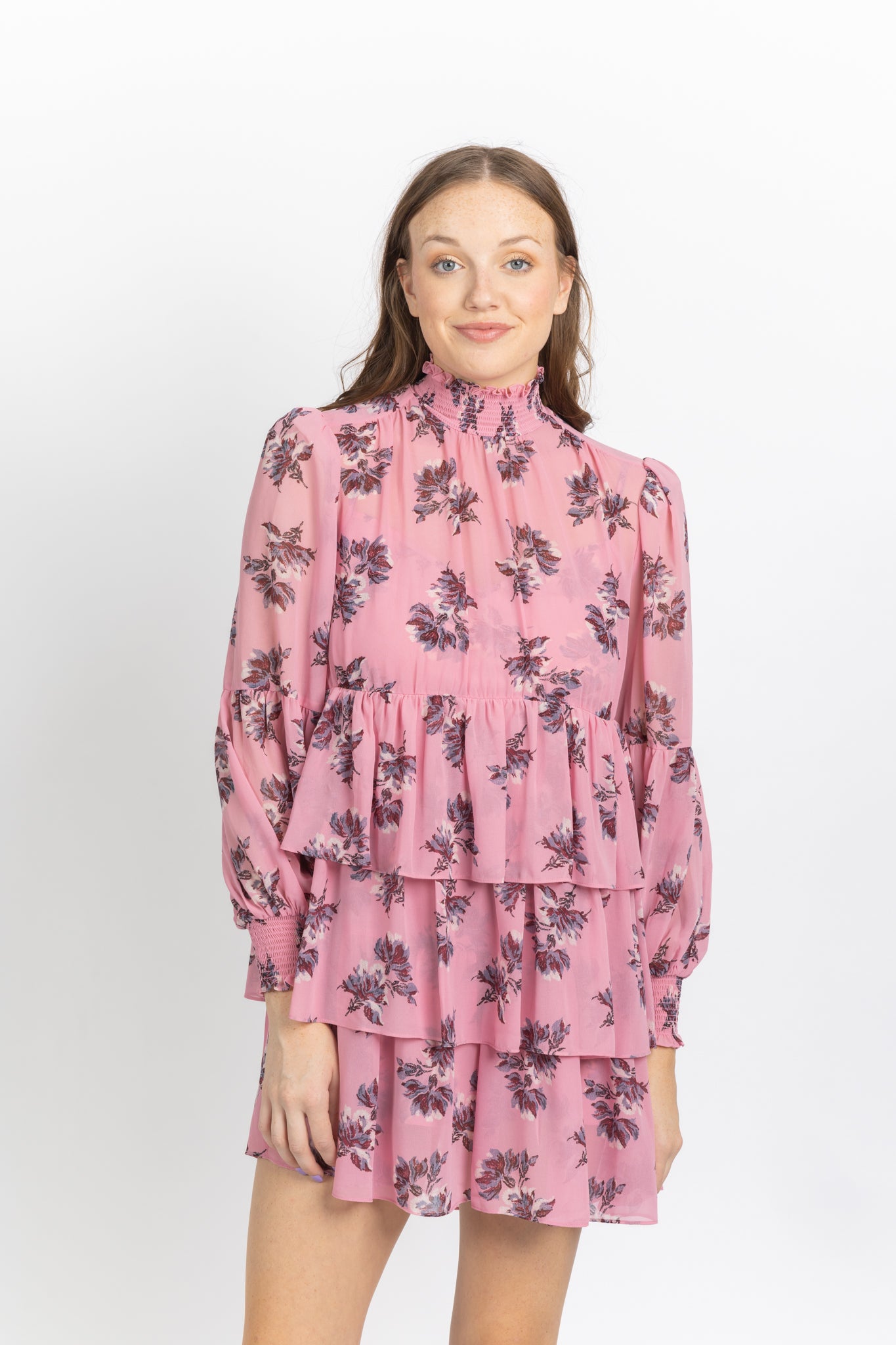 Cinq à Sept Corrine Floral Print Minidress in Pink Sand Multi at Nordstrom, Size 8