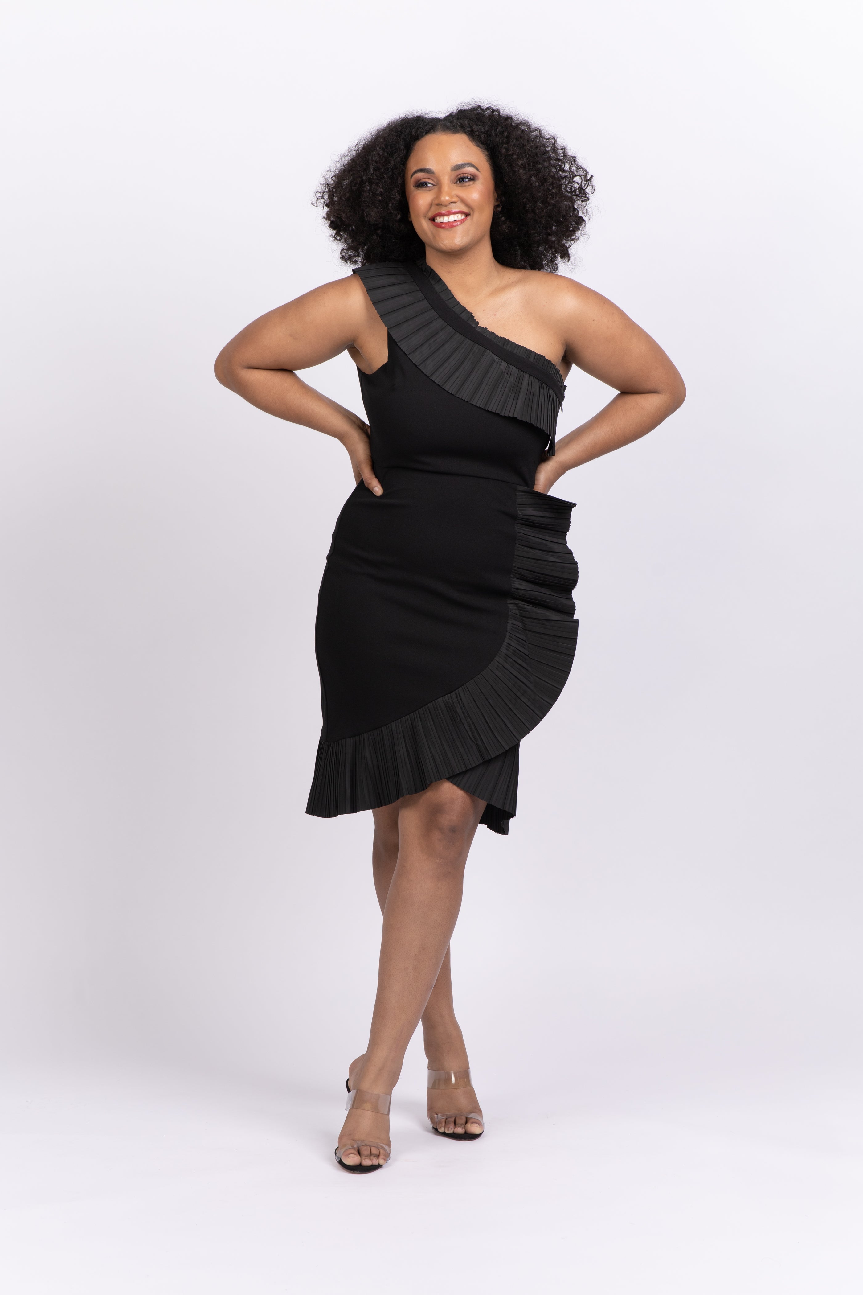 One33 Social The Mercer Pleated Ruffle Cocktail Dress Black One33 Social The Mercer Pleated Ruffle Cocktail Dress Black
