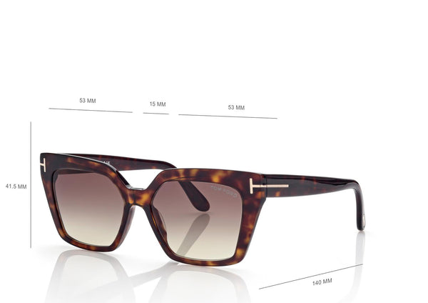 Tom Ford Winona Sunglasses in Shiny Havana / Gradient Brown