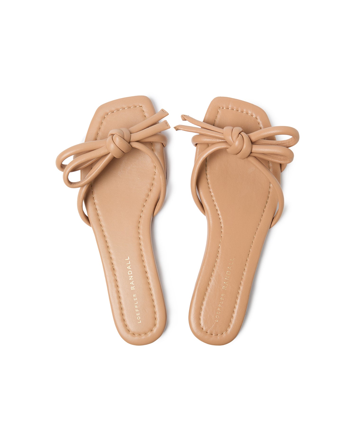Loeffler Randall Hadley Leather Bow Flat Sandal in Dune