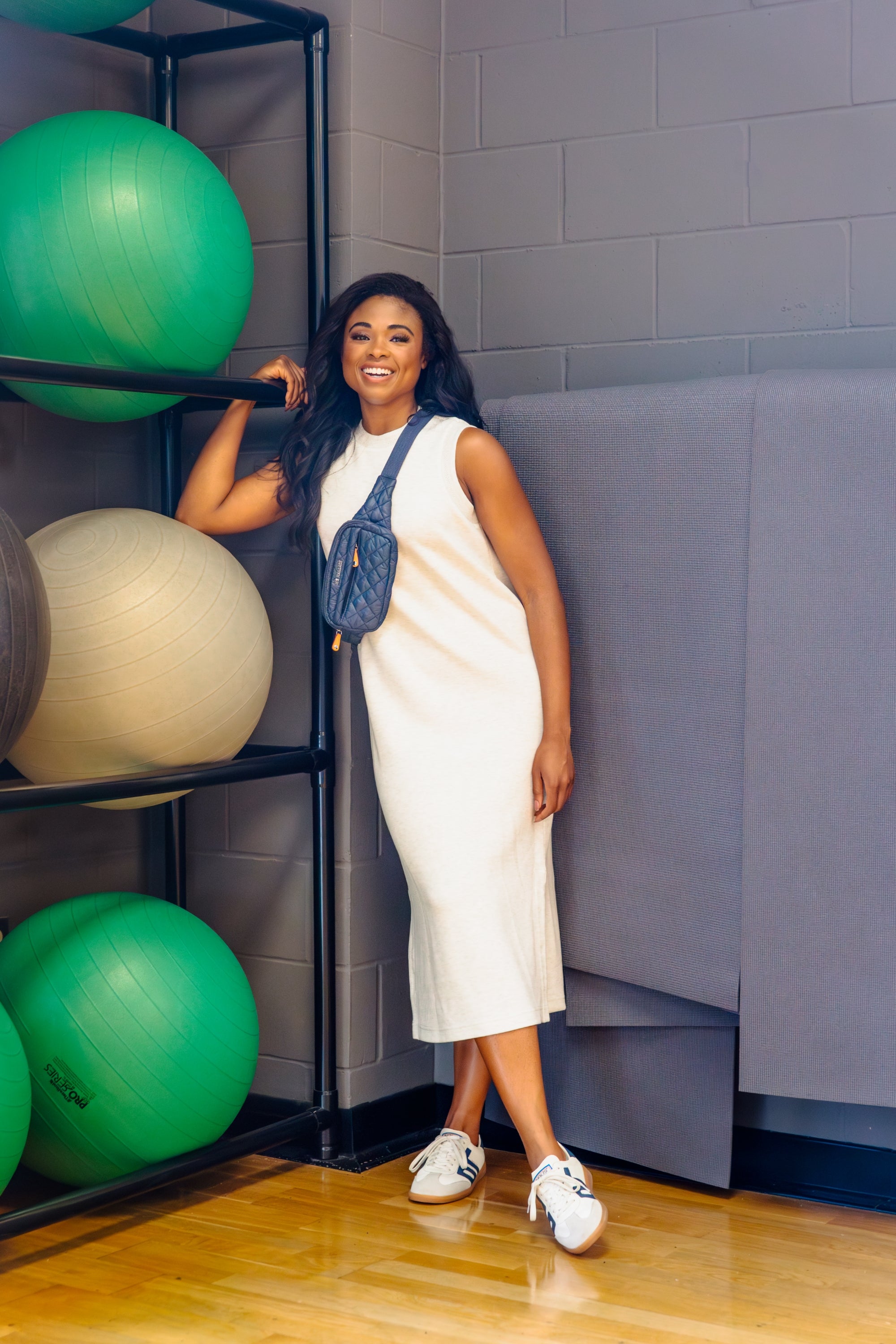 Varley Beatrice Midi Dress in Ivory Marl