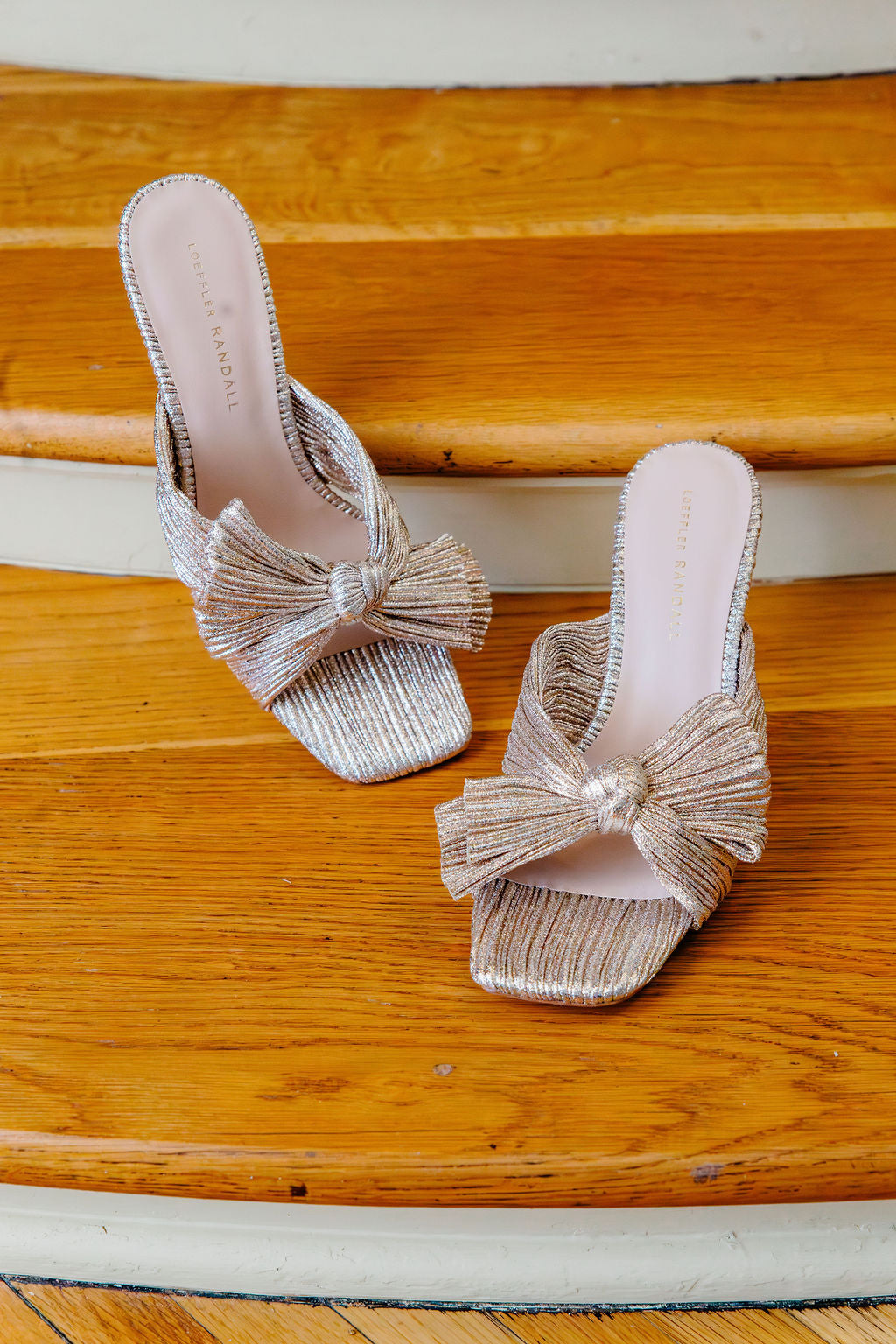 Loeffler Randall Claudia Pleated Skinny Heel Mule in Champagne