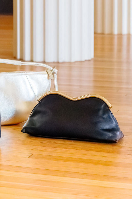 Mansur Gavriel Baci Clutch Bag in Black/Flamma