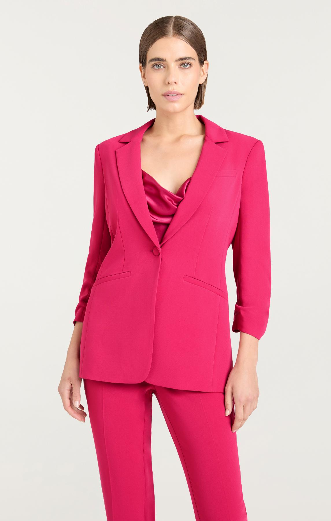 Cinq à Sept Crepe Khloe Blazer in Pink Garnet