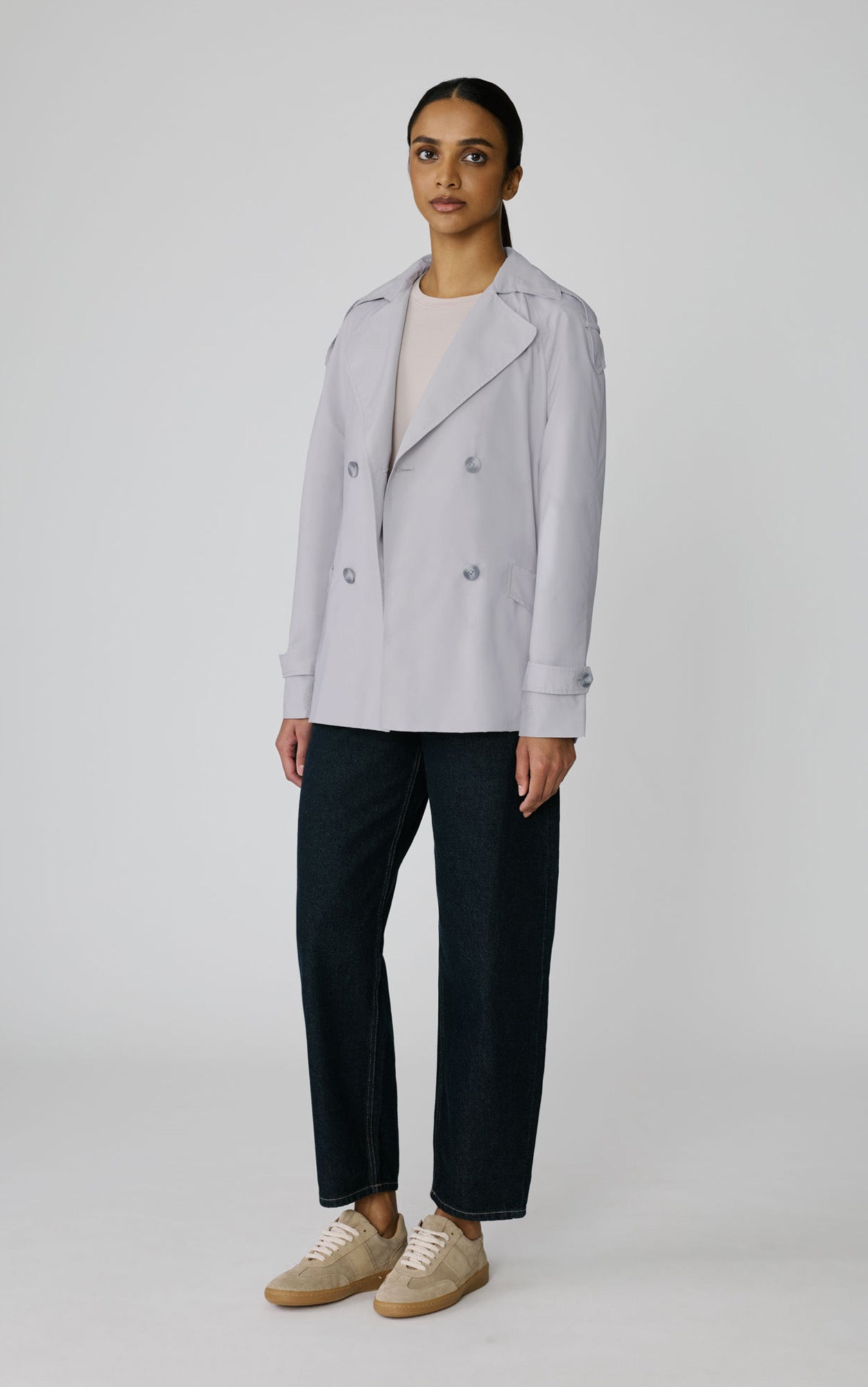 Soia & Kyo Medina Packable Trench Jacket in Stone