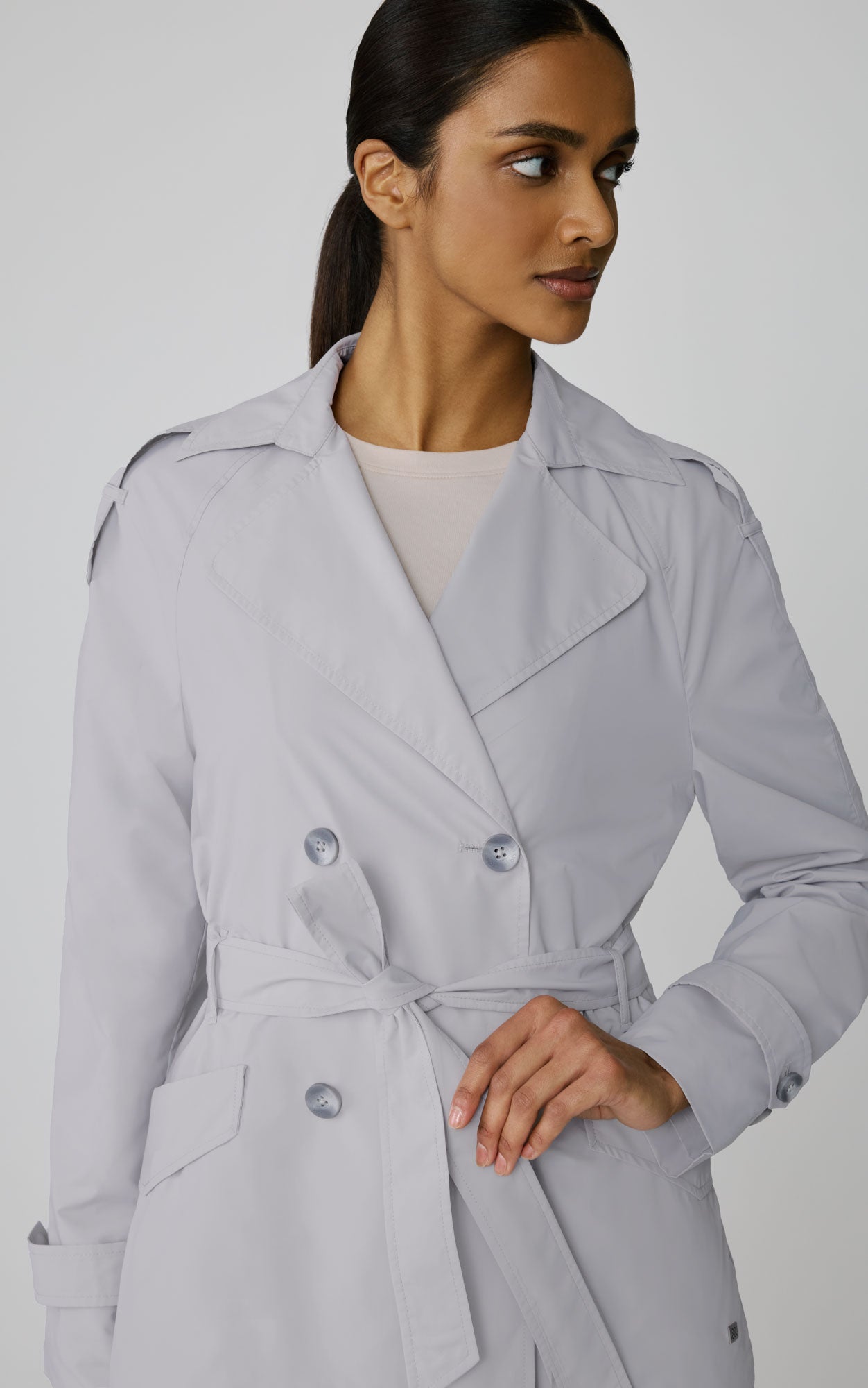 Soia & Kyo Medina Packable Trench Jacket in Stone