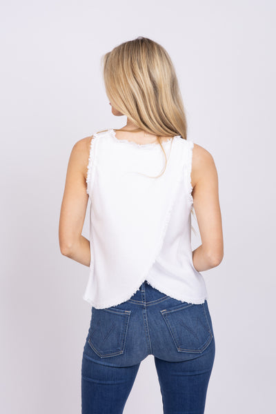 Maven West Fray Sleeveless Top in White