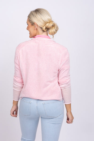 White + Warren Linen Blend Cropped Trapeze Cardigan in Rosewater