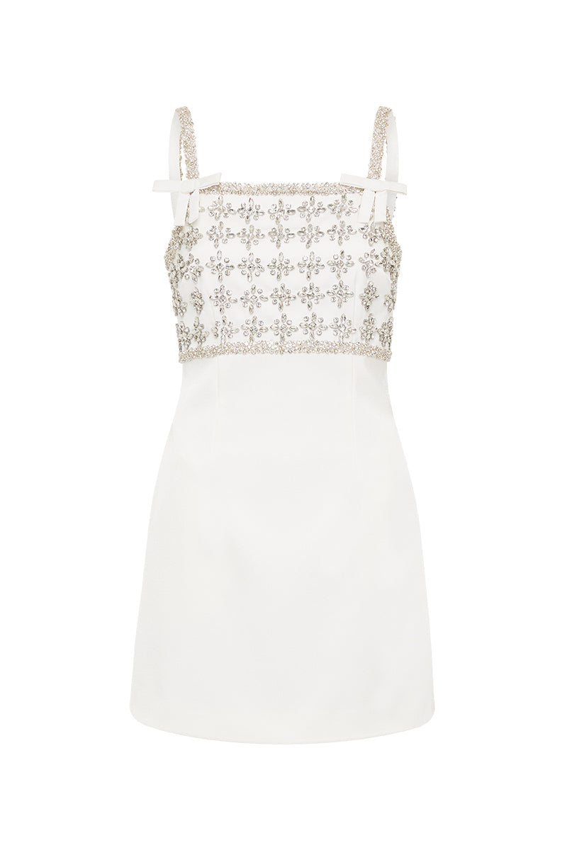 Rebecca Vallance Lia Strap Mini Dress in Ivory (US Size 2)