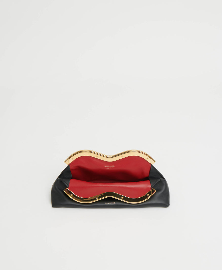 Mansur Gavriel Baci Clutch Bag in Black/Flamma