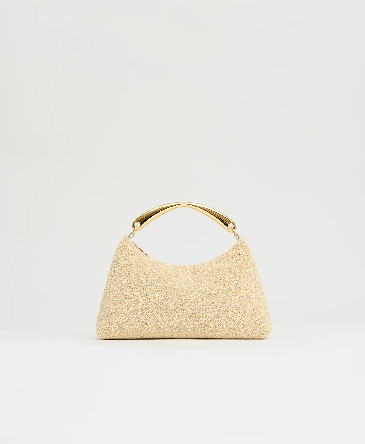 Mansur Gavriel Metal Handle Rhea Bag in Jasmine Textured Raffia