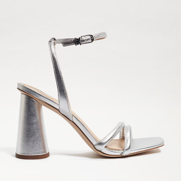 Strappy silver block heels 2025