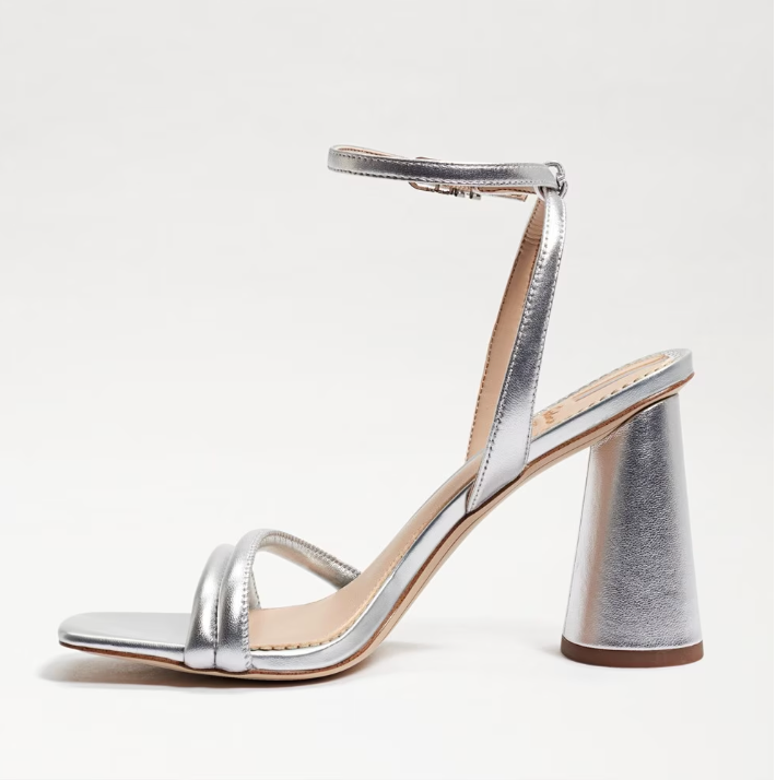 Sam Edelman Kia Block Heel in Soft Silver CoatTails