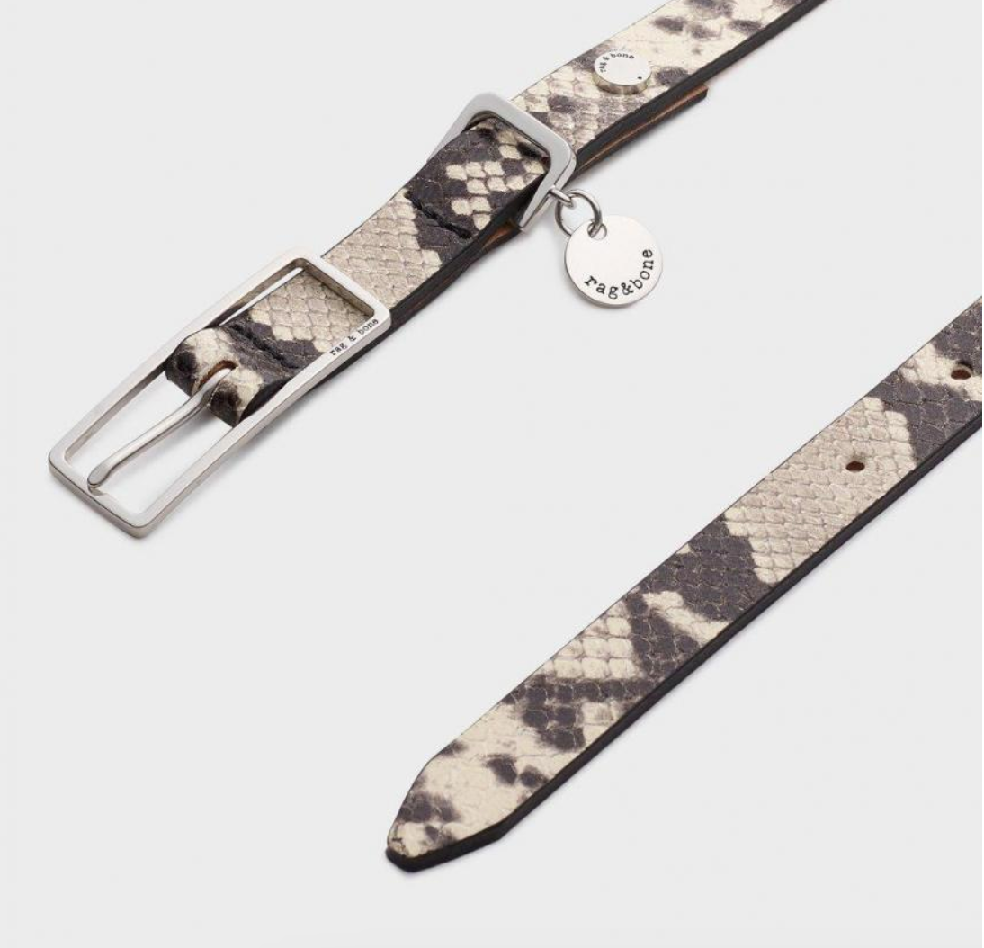 Rag & Bone Baby Rebound Belt in Black/White Snakeskin display picture 3