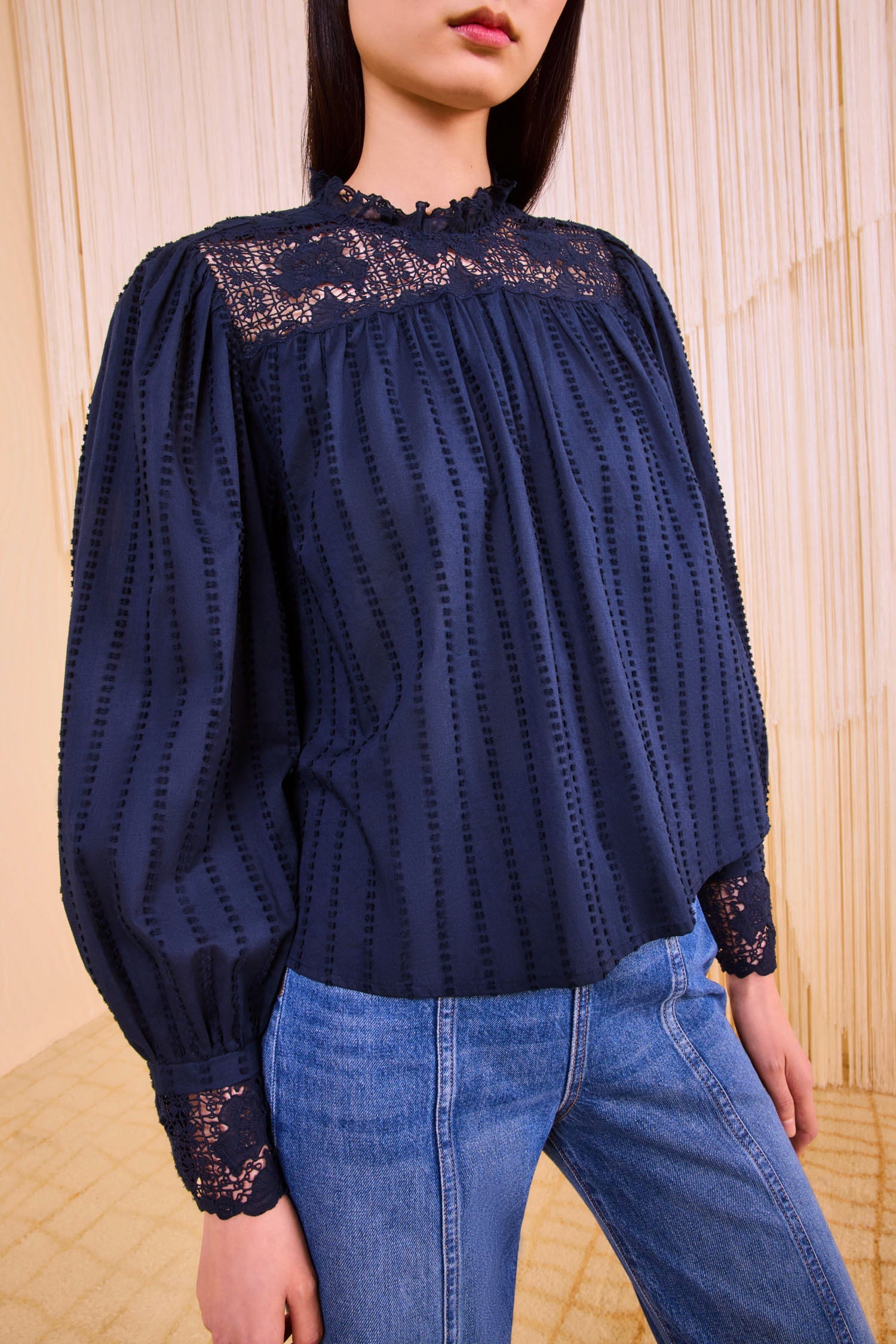 Ulla Johnson Cornelia Long Sleeve Blouse in Midnight