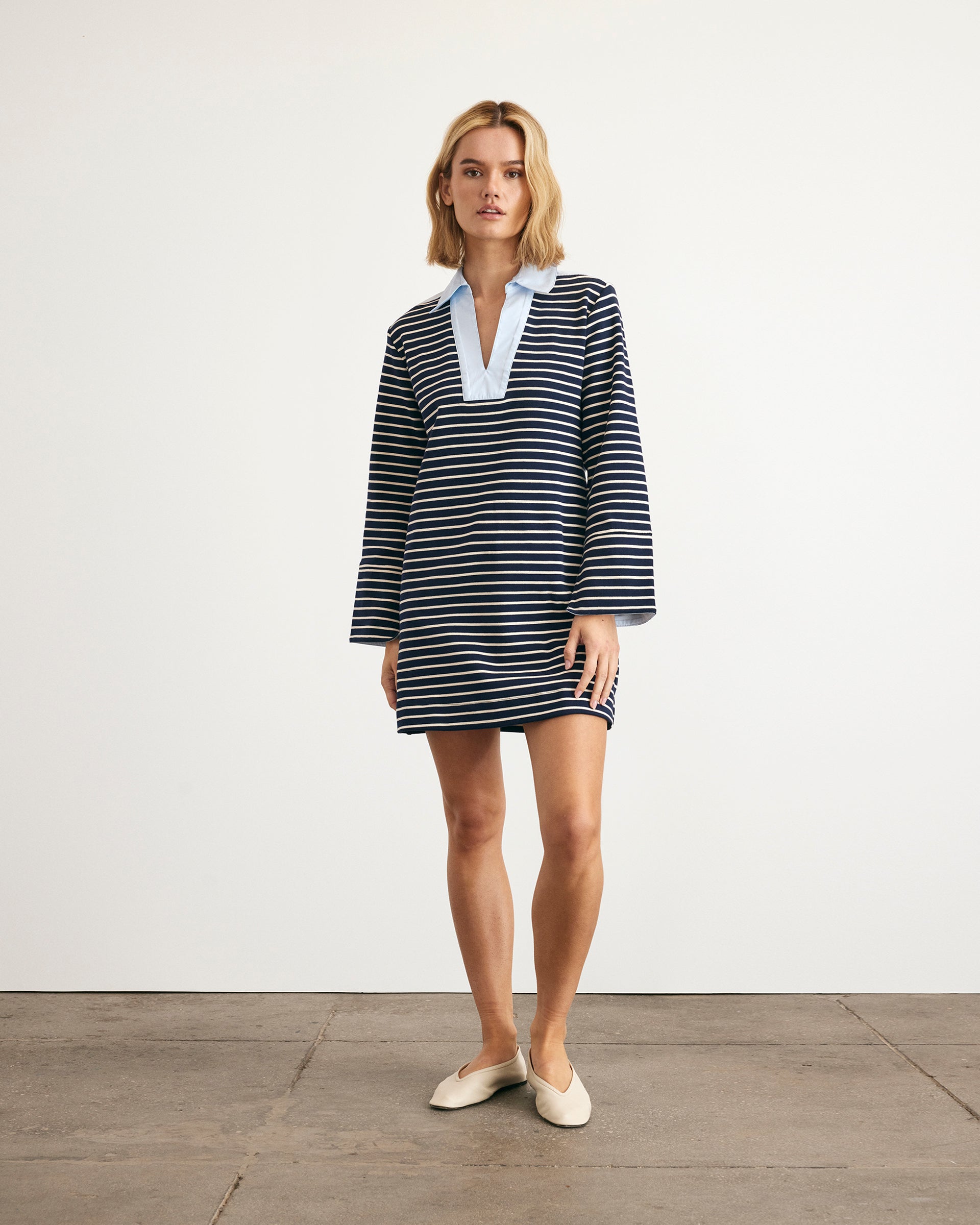 Tanya Taylor Whitney Dress in Maritime Blue/Cream Thin Stripe | Formal Gowns & Casual Wear for Women Tanya Taylor Whitney Dress in Maritime Blue/Cream Thin Stripe | Formal Gowns & Casual Wear for Women