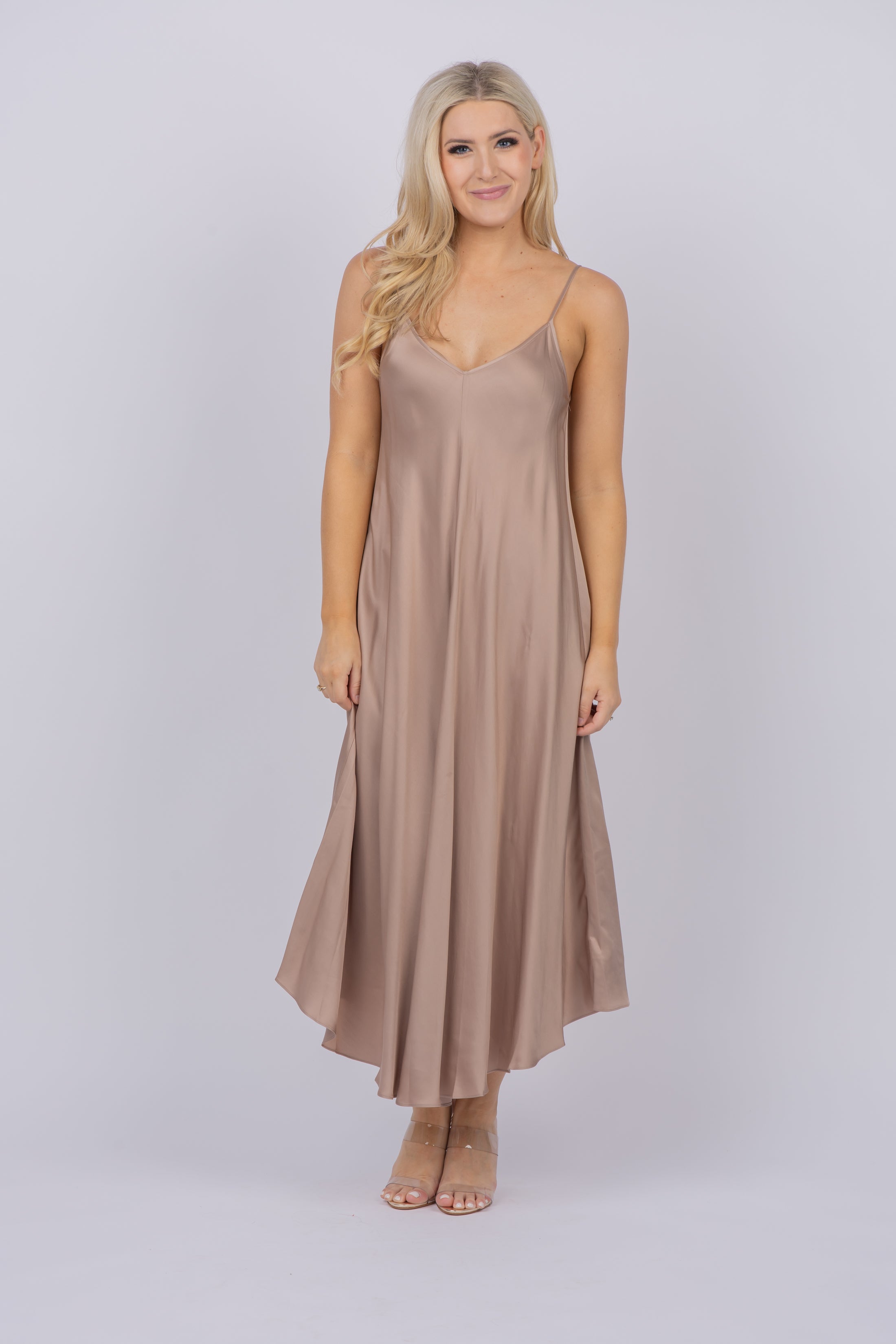 white christmas dresses L'AGENCE Lorraine Trapeze Dress in Cashew