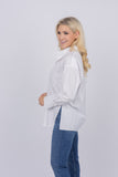 Vince Half Placket Stand Collar Top in Optic White