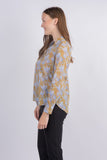 Nic+Zoe Midday Meadows Crinkle Cotton Button Up Top in Blue Multi