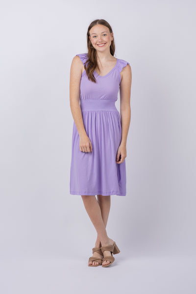 Nation Mina Ruffled Midi Dress in Lavender Fields