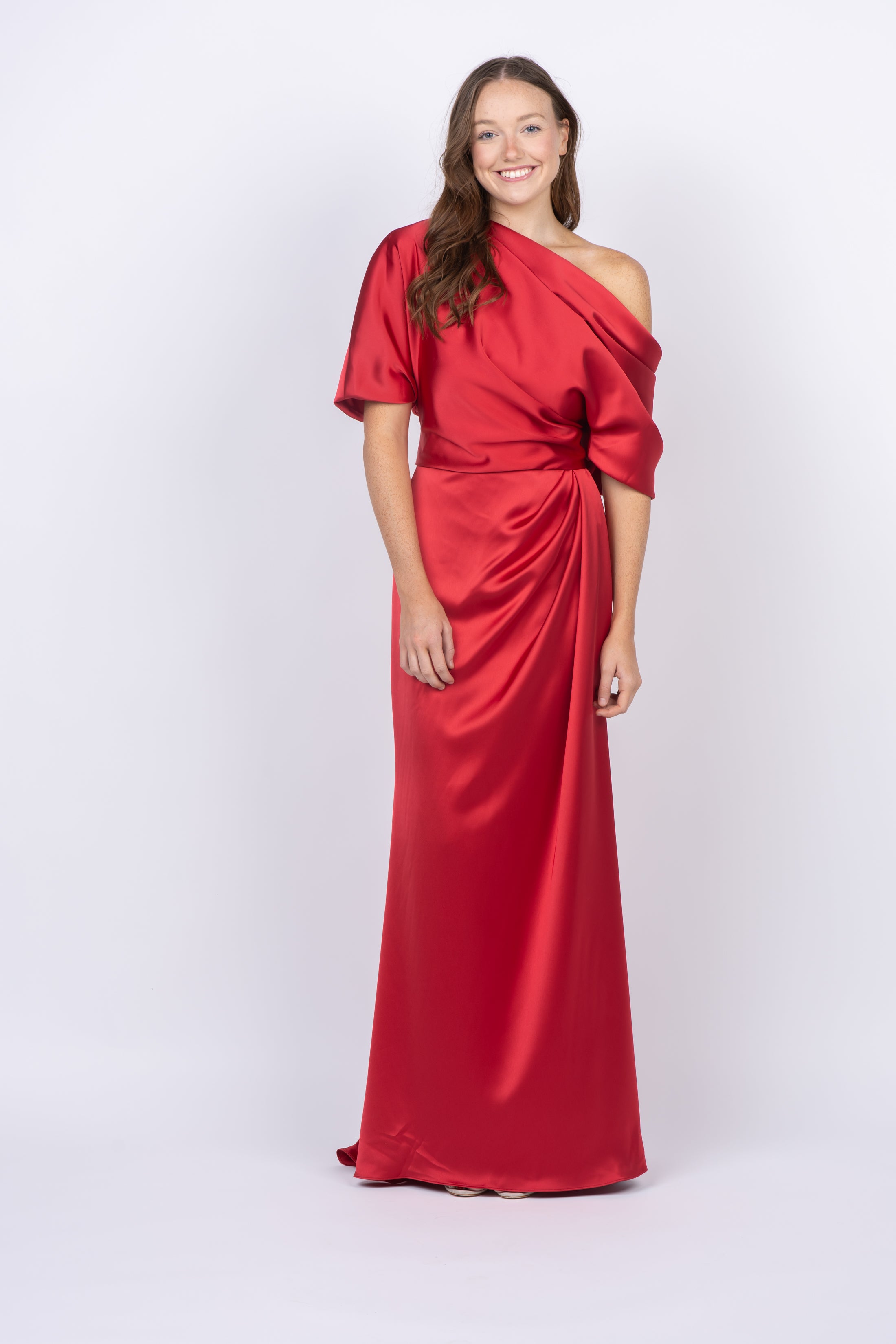 amsale red dress