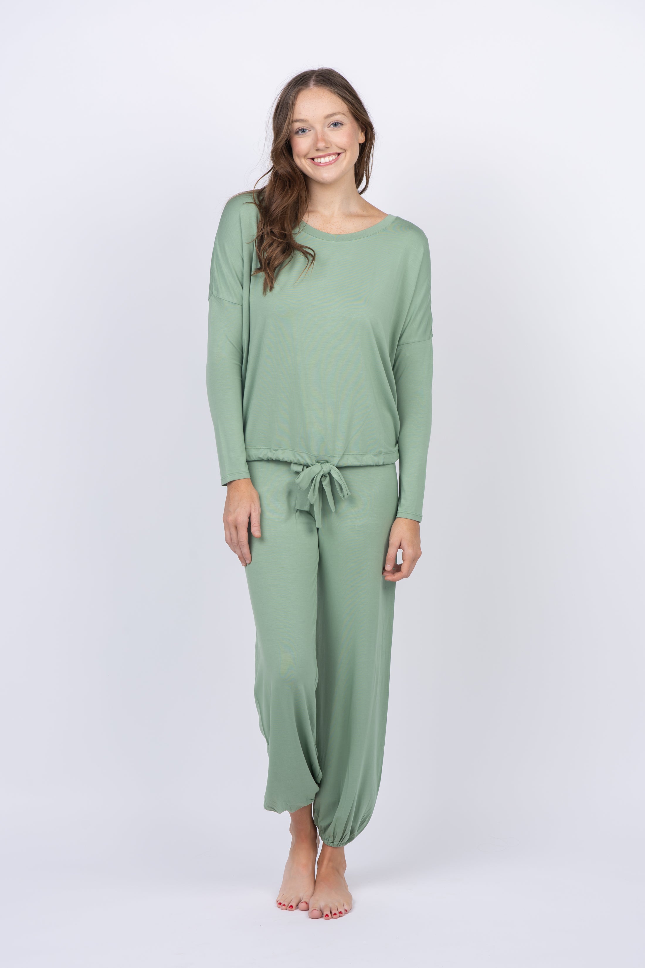 Eberjey Gisele Tencel Modal Slouchy PJ Set in Mineral Green