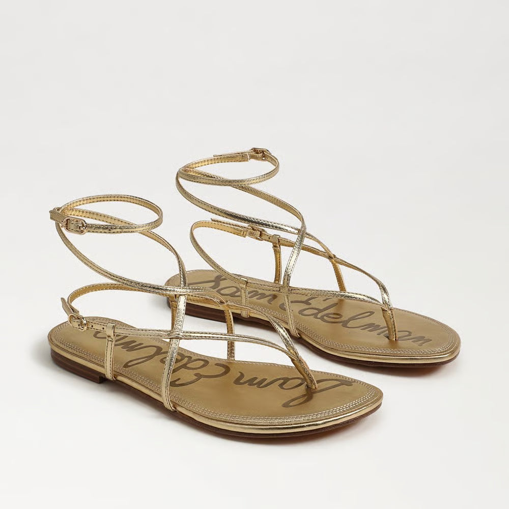 Sam Edelman Clarra Strappy Sandal in Amber Gold Leather