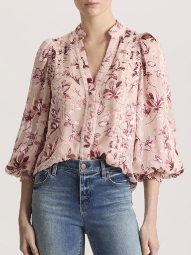 arlette floral long sleeve dress Alice + Olivia Arlette Lace Trim Blouse