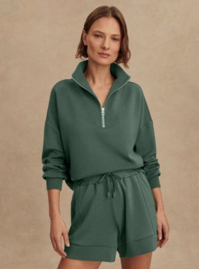 Varley Hawley Half Zip Sweatshirt in Dark Forest