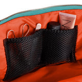 Kusshi Vacationer Makeup Bag Sea Green Fabric with Bright Orange Interior