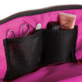 Kusshi Vacationer Makeup Bag Satin Black Fabric with Pink Interior