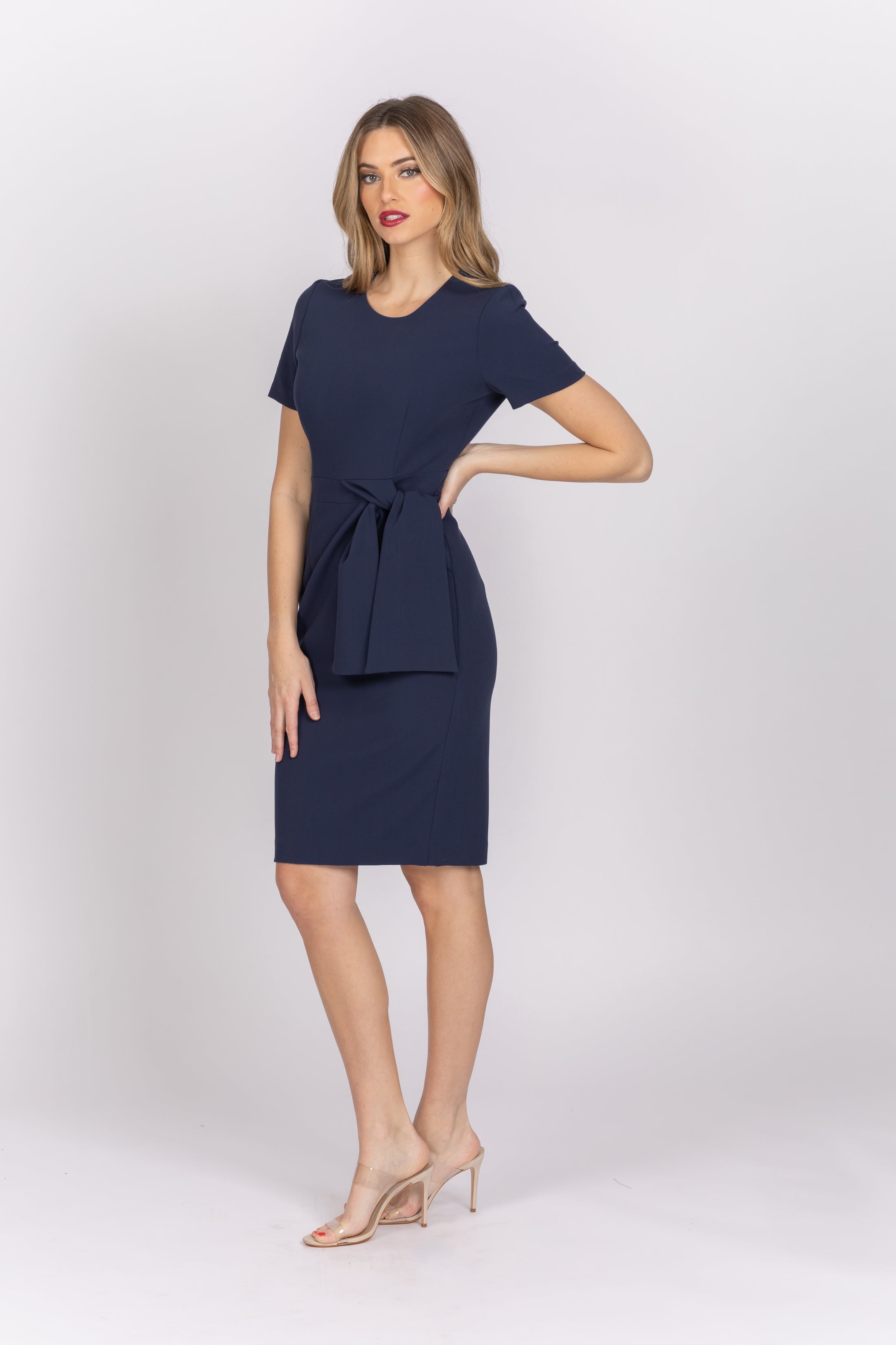 Black Halo Harbor Sheath Dress in Pacific Blue