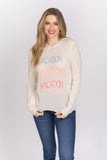 Golden Sun Vacation Cashmere Sweater With Hood in White Multi