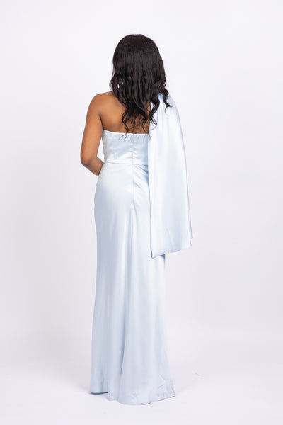 Amsale Satin Draped One-Shoulder Gown