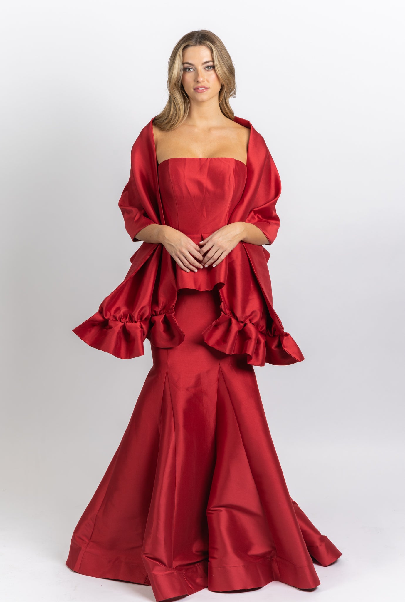 Jovani 22584 Red Strapless Fit and Flare Evening Gown Jovani 22584 Red Strapless Fit and Flare Evening Gown