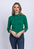Alice + Olivia Porla Collared Sweater in Emerald