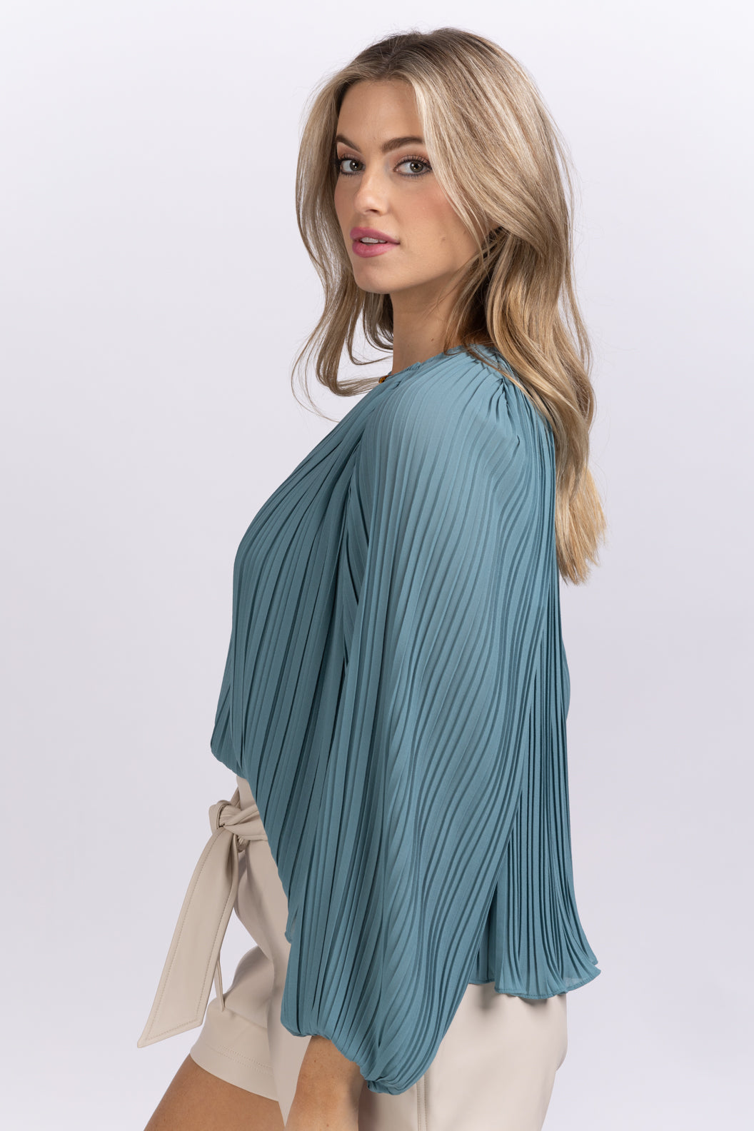 Simkhai Eden Lob Sleeve Blouse Celeste Blue