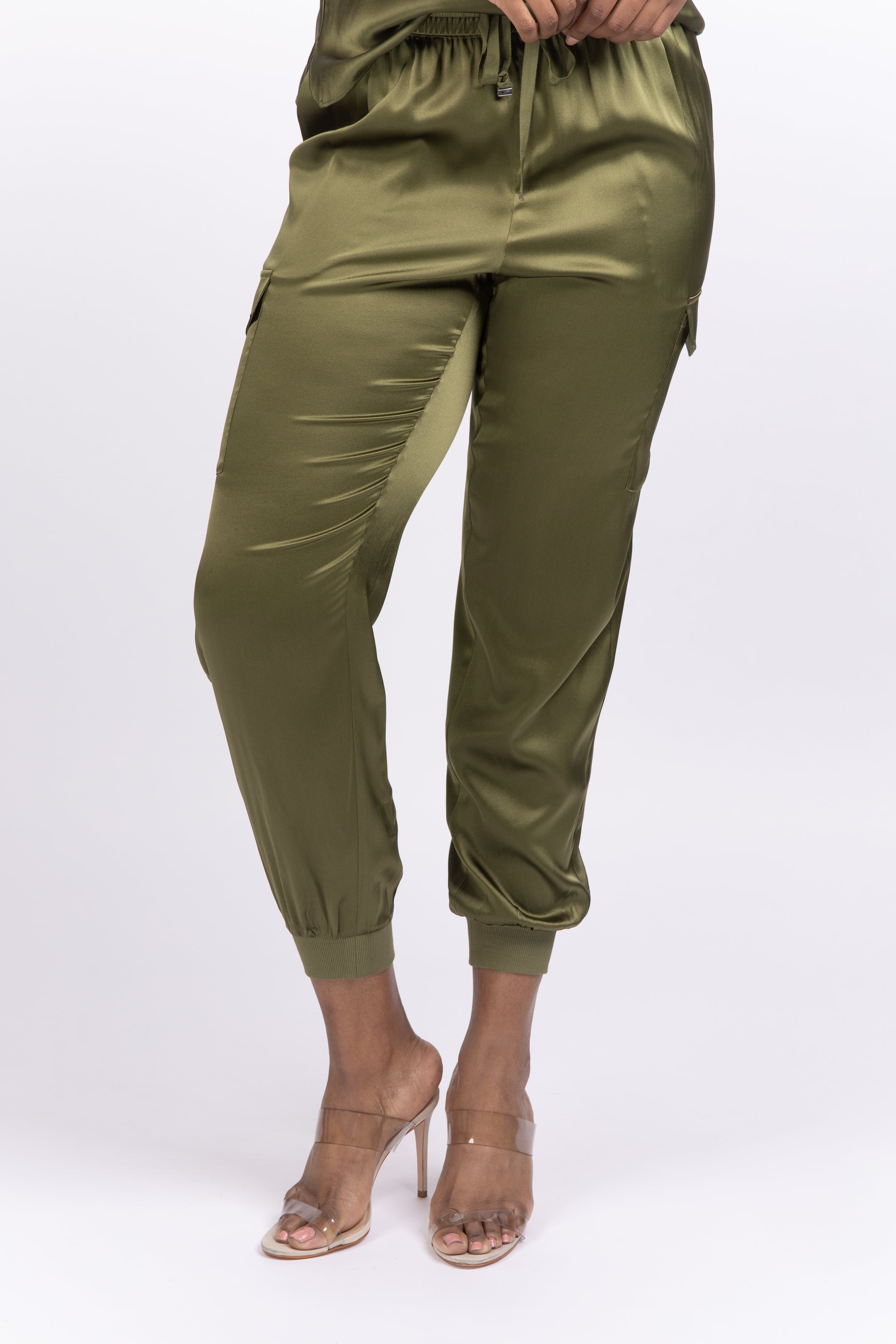Cami NYC Elsie Silk Cargo Joggers Tea Leaf CoatTails