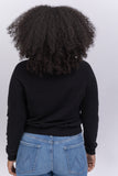 MinnieRose Cotton/Cashmere Frayed Edge Sweater in Black