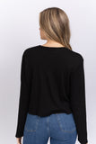 Enza Costa Knit Long Sleeve Fitted Crew in Black