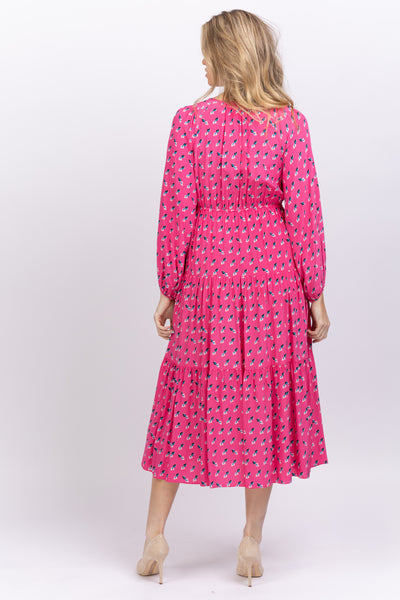 Diane Von Furstenberg Dominique Dress in Twisted Geo Signature Pink