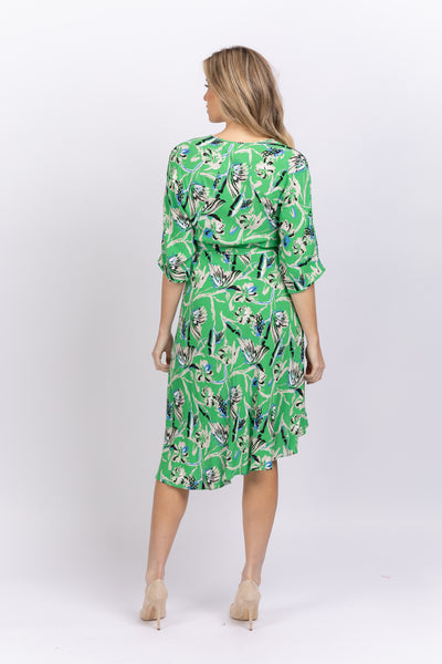 Diane Von Furstenberg Eloise Dress in Butterfly Floral Sig Green