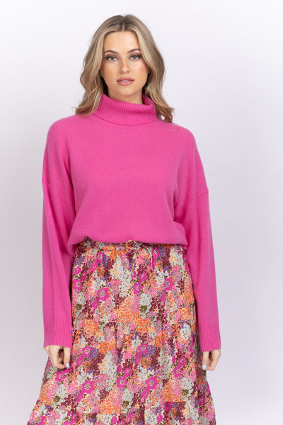 Never A Wallflower Relaxed Turtleneck Sweater in Lipstick