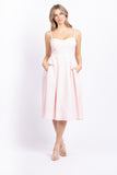 ML Monique Lhuillier Faille Midi Dress in Rose Quartz